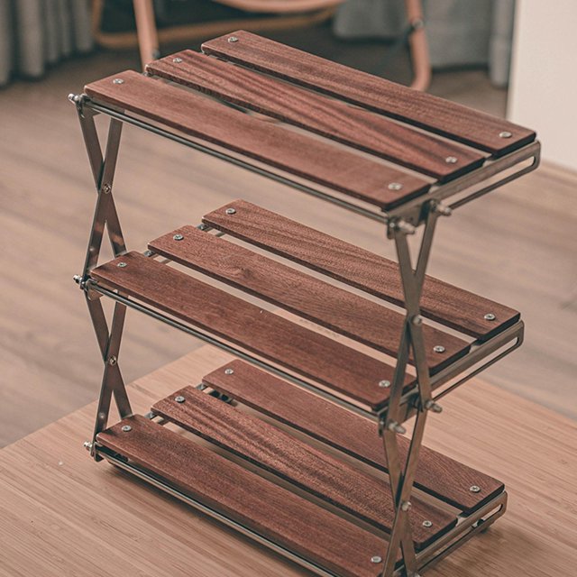 Estante plegable portátil Shamjiam organizador plegable para macetas Estante almacenamiento 3 capas marrón