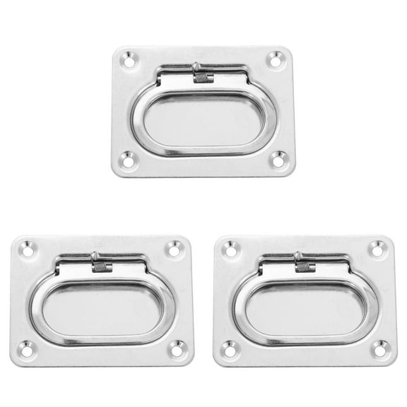 Worgeous 3pcs Stainless Steel Marine Grade Flush Lift Ring Handle for Boat Deck Hatch Spring Loaded Recessed Pull Handle for Marine Trap Door Latch