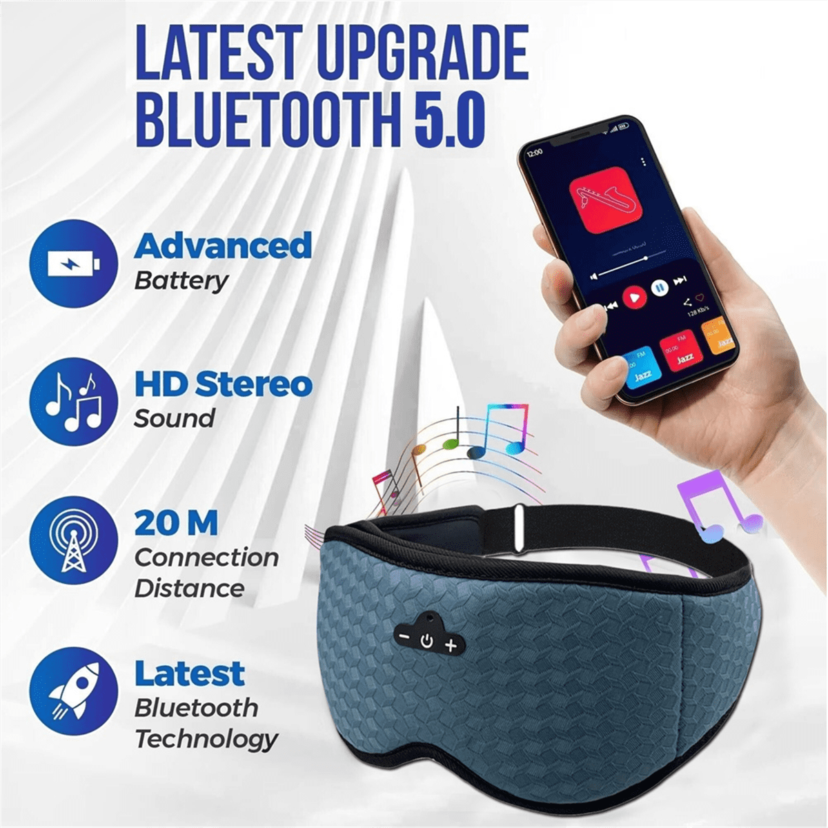 Bluetooth Wireless Sleeping Headphones 3D Eye Mask Soft Washable Music Headset Eyemask Handsfree Call Earphones