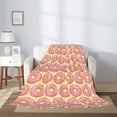 thumbnail image 5 of Throw Blanket for Couch Sofa and Bed, Donuts With Pink Glaze Super Soft Plush Throw Blanket, Fuzzy Cuteness Comfy Warm Washable Flannel Blanket & Throws for All Season 80"x60", 5 of 7