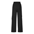 thumbnail image 6 of MSJUHEG Parachute Pants for Women Multiple Pockets High Waisted Cargo Jogger Baggy Hiking Pants Joggers Streetwear Parachute Pants Cargo Trousers Elastic Waist Track Pants Women's A2 Black L, 6 of 9