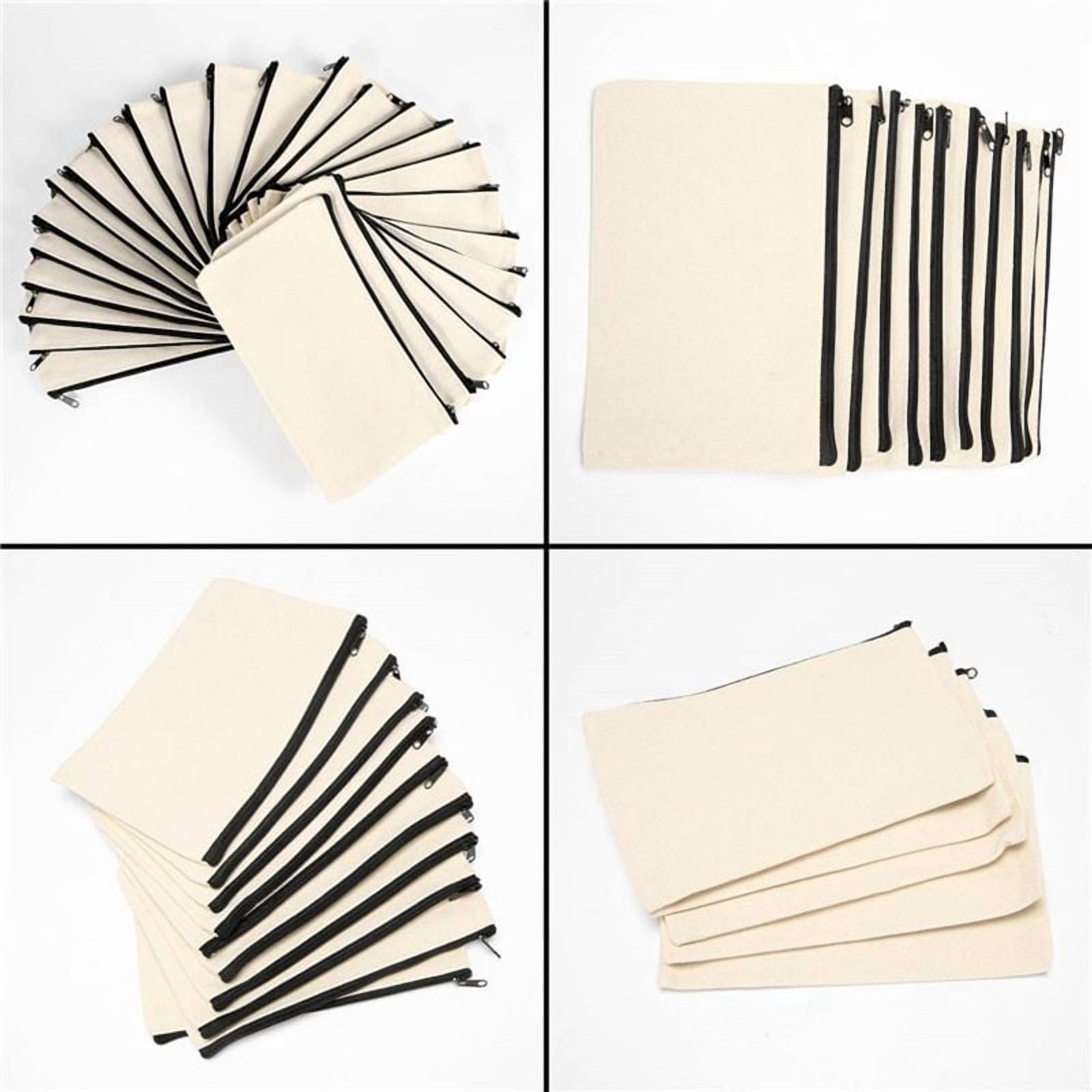 Canvas Zip Bags Canvas Pencil Pouch Canvas Makeup Bags Blank Canvas Pencil Case DIY Craft Bags Cosmetic Pouch Makeup Bag