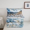 thumbnail image 5 of jejeloiu Pebble Beach Wave Full Size Comforter Sets,Coastal Stone Scene Bedding Comforter Set For Boys,Blue White,Reversible,3 Pieces,1 Comforter and 2 Pillowcases, 5 of 7