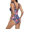 thumbnail image 6 of Liacowi Women's Summer Swimwear Sleeveless V Neck Solid Color/Floral Bathing Suit Monokini Swimsuit, 6 of 7