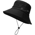 thumbnail image 2 of CoCopeaunts Large Bucket Hat Women Big-Brimmed Fisherman Hat Unisex Pure Color Basin Caps with Adjustable Chin Strap Pin Decorate, 2 of 8