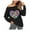Black#2, variant on Off Shoulder Bow Graphic Black Sweatshirt Women's Casual Pullover Tops with Bold Print, Comfort Fit Trendy Sweat Shirt