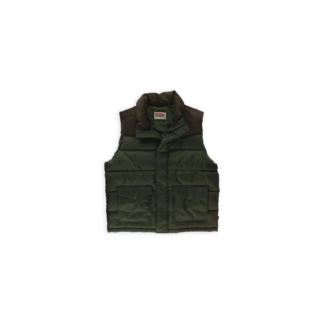 Levi's Western Puffer Chaleco para hombre, verde, peque?o Levis Chaleco acolchado