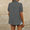thumbnail image 6 of Tqcoqu Shirts for Women Puff Sleeve Button Down Summer Casual Fit Blouses Collared Work Tops,Gray,Women's S-XXL, 6 of 8