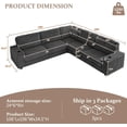 thumbnail image 4 of L Shaped Couches, Modular Sectional Sofa, Corduroy Couch with Armrest Storage and USB Ports, Cup Holders, Grey, 4 of 6
