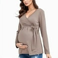 thumbnail image 2 of Hwmodou Female Pregnant T-Shirts Womens Maternity Irregular Soild Color Short Sleeve Crew Neck Basic T Shirt Top Breastfeeding Dailywear Pregnancy Clothes For Woman, 2 of 9