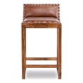 thumbnail image 1 of Century Tabouret de Comptoir Carré en Cuir Véritable Design Moderne Mi-Siècle en Tan, 1 of 5