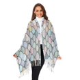 thumbnail image 3 of FORMRS Womens Scarf Winter Soft Long Big Warm Shawls Wrap Tassel Scarves, Light Blue Shimmering Pattern, 3 of 9
