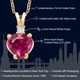 thumbnail image 2 of Gem Stone King 14K Yellow Gold Heart Shape Red Created Ruby and White Topaz Women's Pendant Necklace (2.27 Cttw, with 18 inch Chain), 2 of 4