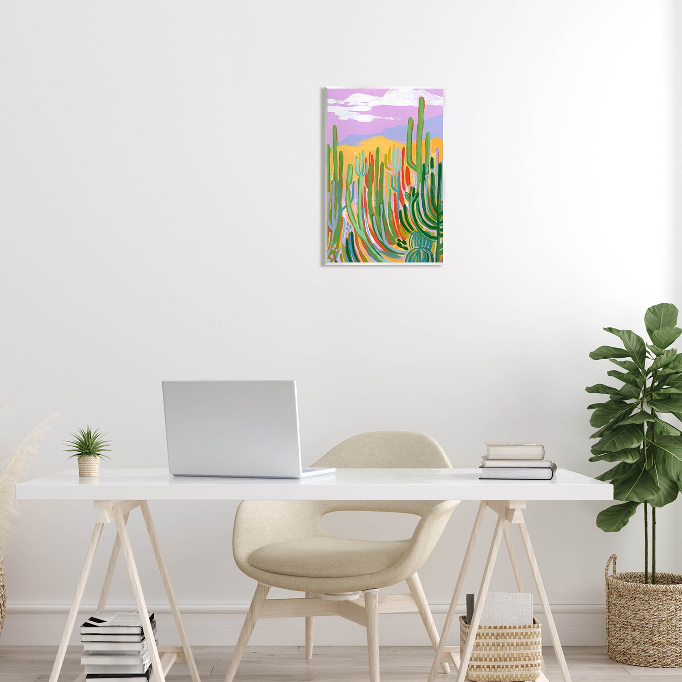 Stupell Industries Modern Desert Scenery Cactus Plants Painting Unframed Art Print Wall Art, Design by Laura Marr