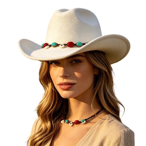 Sun Hats for Women Wide Brim Cowboy Hat Western Jazz Style Autumn Winter Hats