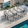 thumbnail image 3 of PURPLE LEAF 11 Pieces Modern Patio Dining Set, Rectangular Aluminum Outdoor Table and 10 All-Weather PE Rattan Chairs Set for Kitchen Porch and Garden, Grey, 3 of 9