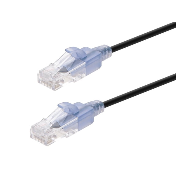 Monoprice Cat6A Patch Ethernet Cable - 50 Feet - Black | UTP, 30AWG, 10G, Pure Bare Copper, Snagless RJ45, For Computer Networking Cable, LAN, Modem, Router - SlimRun Series