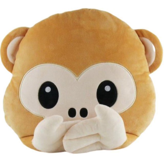 Emoji mono juguete de peluche almohada cojín mono cubierta boca regalo de cumpleaños de vacaciones para niños no decir