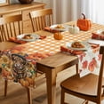 thumbnail image 5 of Fall Table Runner Thanksgiving Cow Pumpkin Table Runners Sunflower Maple Leaves Orange Plaid Cotton Linen Dresser Scarf Kitchen Dining Table Decor for Fall Holiday Party Decor 13x72 Inch, 5 of 9