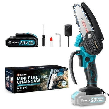 Saker Mini Chainsaw 4 inch, Battery Powered Chainsaw, Cordless, Rechargeable 20V 1500mAh