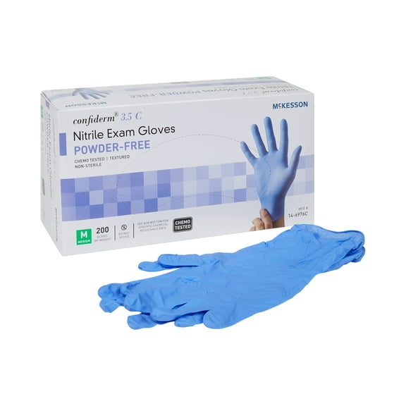 McKesson Confiderm 3.85C Nitrile Exam Gloves, Blue Medical Gloves - Medium, 200 Count, 1 Box