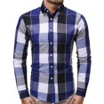thumbnail image 2 of DDAPJ pyju Men Plaid Cotton Shirt Slim Fit Long Sleeve Button Down Dress Shirts Casual Business Shirt Lightweight Gingham Shirts on Sale Blue M, 2 of 6