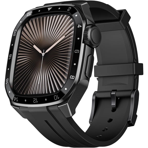 VeveXiao Rugged Case Band for Apple Watch Series 10 46mm Band, Sports Silicone Strap With Metal Shockproof Frame Bumper Case For iWatch Series 10 Men Women