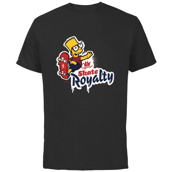 The Simpsons Bart Simpson Skate Royalty - Short Sleeve Cotton T-Shirt for Adults - Customized-Black