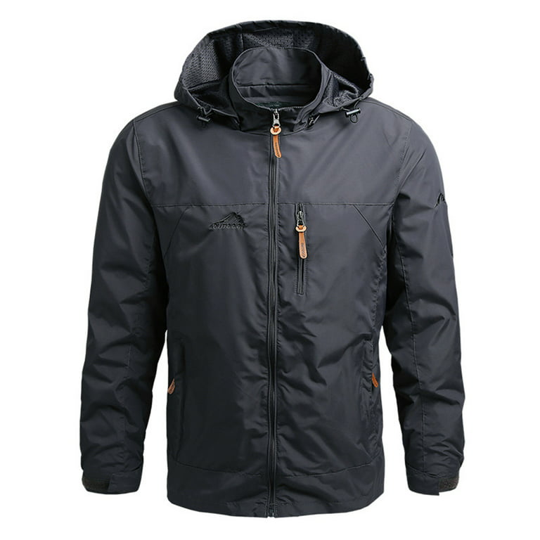 Jacket Hooded Coat Waterproof Warm Windbreaker for Men Fishing Hiking XL  Gray 