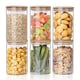 thumbnail image 1 of 6-piece Glass Food Storage Jars With Bamboo Lids, 37 Oz Airtight Containers, Set Of 6, 1 of 5