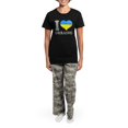 thumbnail image 4 of CafePress - I Love Ukraine Native Ukrainian Flag Pajamas - Women's Short Sleeve Print T-Shirt and Pants Dark Cotton Pajama Set, 4 of 7