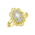 thumbnail image 6 of Rylos 14K Yellow Gold Floral Designer Ring with 6x4 MM Oval Opal & Sparkling Diamonds - Birthstone Jewelry for Women -Size 10, 6 of 7