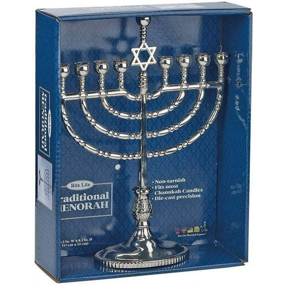 Rite Lite M-7196 Traditional Menorah - Polished Silvertone