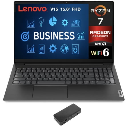 Lenovo V15 Business Laptop 15.6in FHD Display (AMD Ryzen 7 7730U, 8GB DDR4, 512GB PCIe SSD, AMD Radeon, WiFi 6, Webcam, Bluetooth 5.2, Win 11 Home) w/USB-C Dock