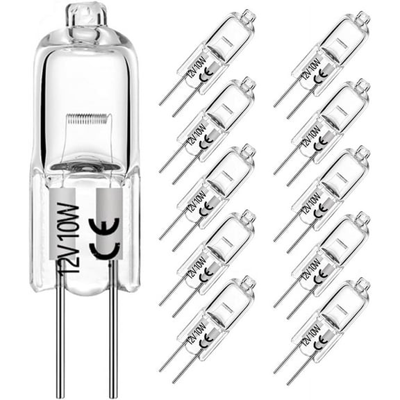 G4 Halogen Bulbs 10W 12V T3 JC Type 2 Pin Base Replacement for Landscape Under Cabinet Puck Light Track Lighting Dimmable(10 Pack)