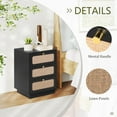 thumbnail image 3 of AVZEAR Mid Century Night Stand Set of 2, Modern Nightstand with 3 Drawers & Curved Linen Panel, Farmhouse End Table Wood Bedside Table Small Side Table for Small Space, Bedroom(Black), 3 of 18