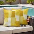 thumbnail image 4 of Yellow Geometric Outdoor Waterproof Pillow Covers, Watercolor Ombre Modern Abstract Art Decorative Square Throw Pillowcase Sofa Cushion Sham for Patio/Couch/Chair, 26"x26" 2 Pack, 4 of 8
