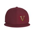 thumbnail image 3 of ZICANCN Alphabet V Pattern Baseball Caps, Trucker Hats for Men And Women, Adjustable Breathable Flat Caps, Dark Red, 3 of 6