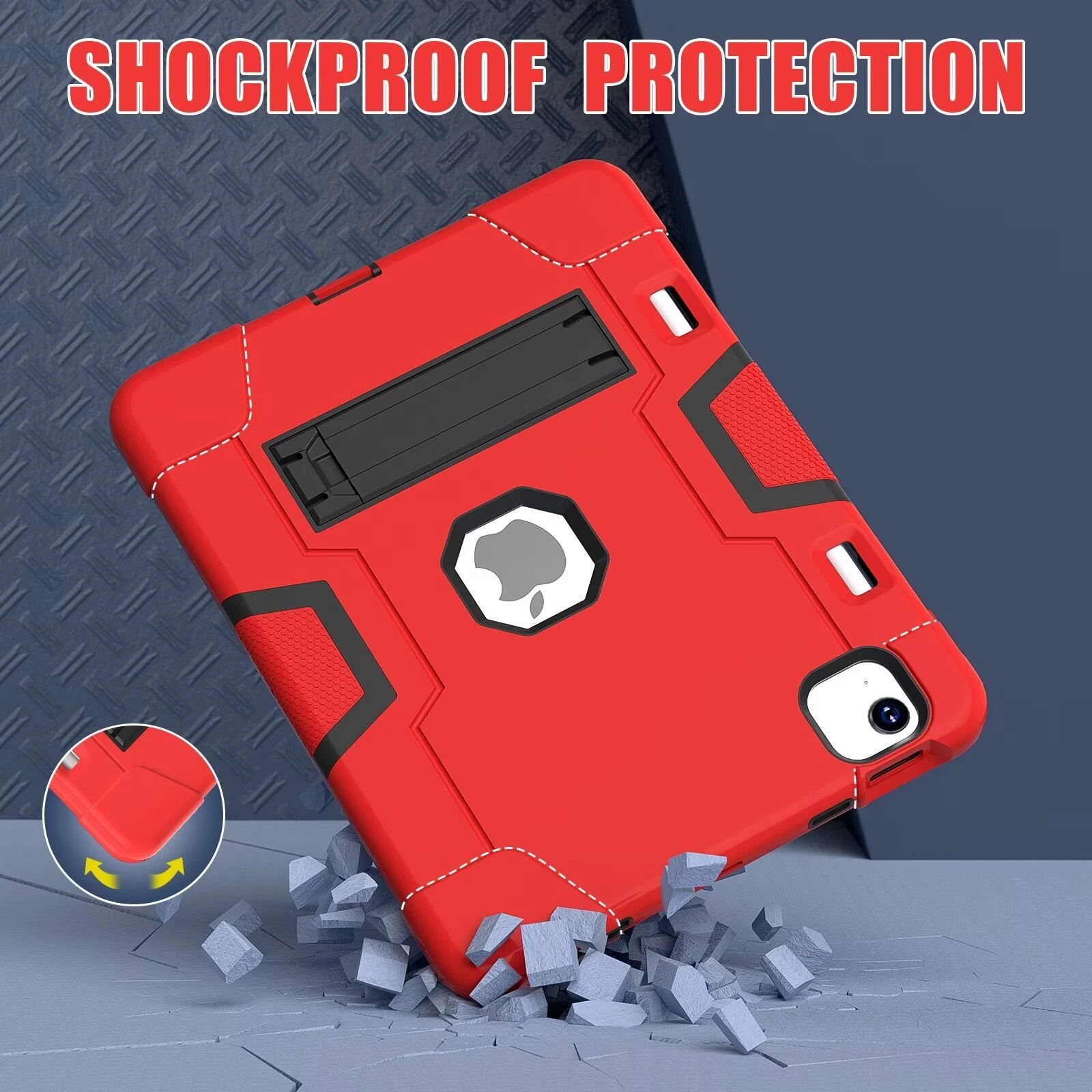 SOATUTO Case for iPad Air 13 Inch (M4/M3/M2) 2026/2025/2024, [Built-in Pencil Holder] Heavy Duty Shockproof Rugged Protective Case for 13 inch iPad Air (2026/2025/2024 Version), Red/Black