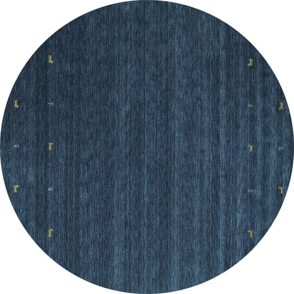 Ahgly Company Machine Washable Indoor Round Abstract Turquoise Blue Contemporary Area Rugs, 8' Round