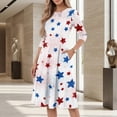 thumbnail image 5 of BOMYJESK Women's 250th Anniversary USA Flag Floral Maxi Dress 4th Of July Summer Dresses Boho Independence Day Midi Dresses Casual Patriotic American Flag Evening Dress for Party White XL, 5 of 7