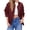 Burgundy, variant on Women Oversized Casual Fully Lined Zip Up Jacket Coats with Pockets