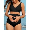thumbnail image 4 of Sociala Womens Two Piece Maternity Swimsuit V Neck Bikini Sets Ruched Bathing Suits, 4 of 7