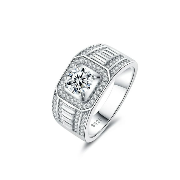 1 Carat Moissanite Rings for Men Engagement Ring Mens Diamond Wedding Bands 18K Sterling Silver Moissanite Promise Rings Moissanite Jewelry for Men
