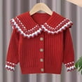 thumbnail image 2 of Zshosam Girls Cardigans Girls Cardigan Sweater Long Sleeve Uniform Cropped Cardigan Casual Kids Cardigan for Little Girls Size 4T 5T,(Red 4-5 Years), 2 of 3