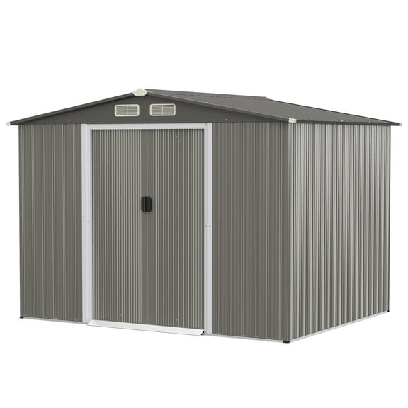 Costway 8'x6' Outdoor Storage Shed Galvanized Steel Tool House Organizer for Garden Yard