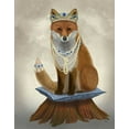 thumbnail image 2 of Fab Funky 26x32 Black Ornate Wood Framed with Double Matting Museum Art Print Titled - Fox with Tiara, Full, 2 of 4