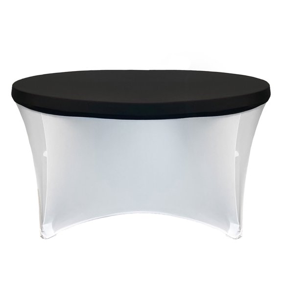 YCC Linens - Stretch Spandex 5 ft Round Table Topper/Cap Black