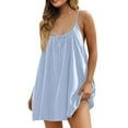 thumbnail image 2 of SMihono Fashion Womens Beach Cover Ups Swimwear Summer Casual Mini Dress Spaghetti Strap Backless Linen Sundresses with Pockets Light Blue XXL, 2 of 5