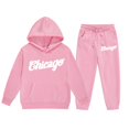 thumbnail image 3 of lnmuld Winter Outfits 2 Piece Children CuHK Long Sleeve City Place Name Hoodie and Pants Casual Outfit Set for Girls Solid Color Size:3-4 Years, 3 of 4
